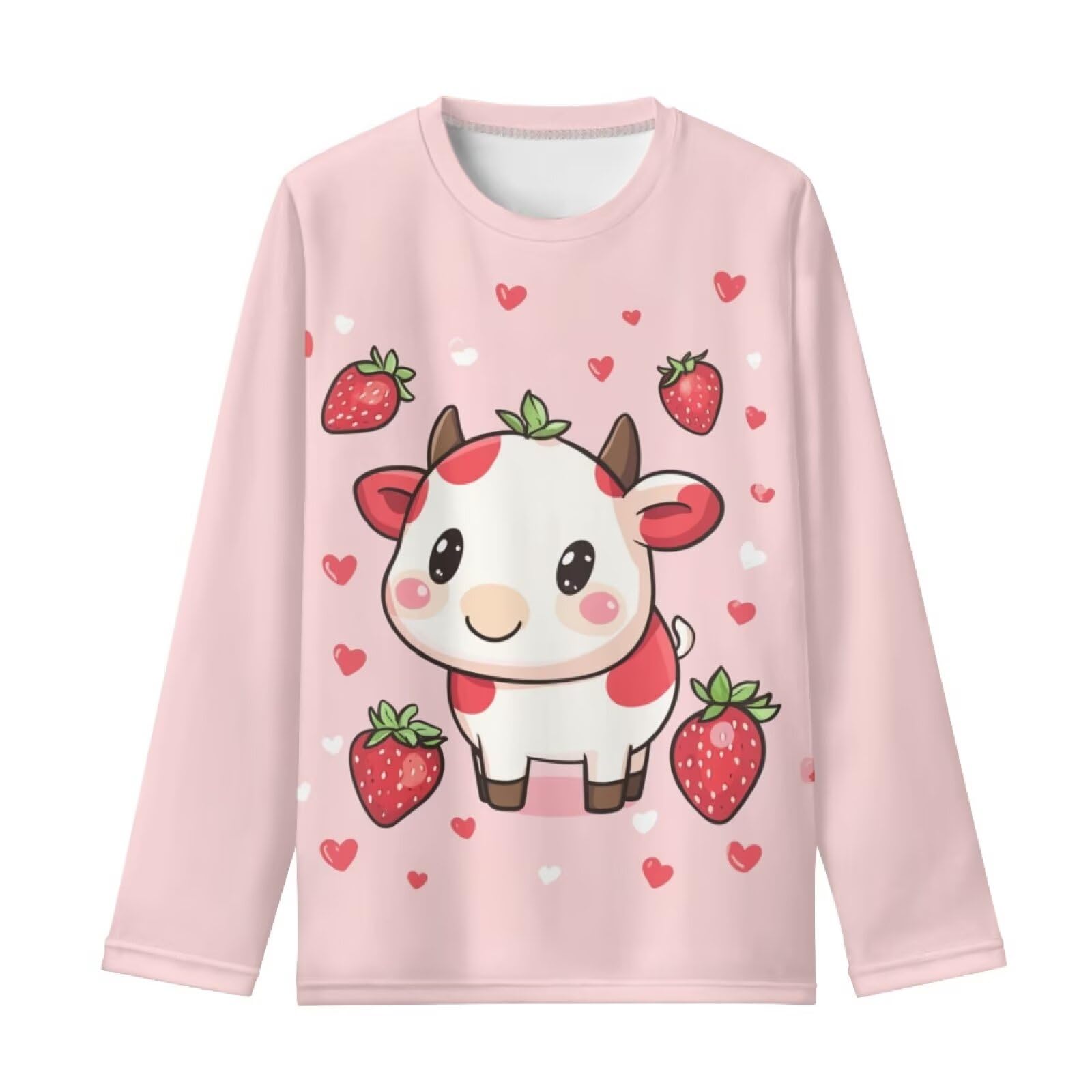 Girls Long Sleeve Shirt with Cute Graphic Casual Pullover Tops 3-16Y