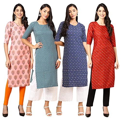 Image of Pinkmint Women's Crepe Digital Print Straight Kurta (RM-348-370-360-366)