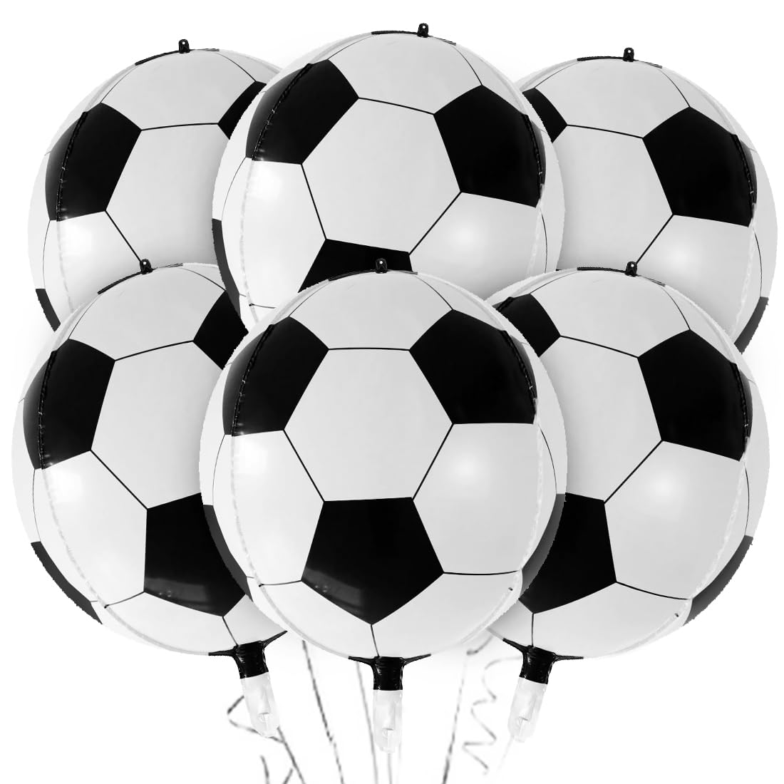 Cadimus 6 Stück Fussball Luftballon, 22 Zoll 4D Fußball Folienballons, Fussball Deko Geburtstag Kinder, für Spieltag Fußball Sport Thema Geburtstag Party