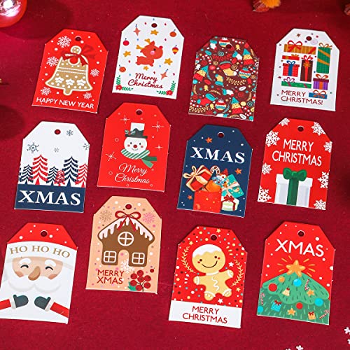 RUIYWEN 48 Etiquetas Regalo Navideñas Mini Tarjetas de Navidad para Decoración de Árboles de Navidad y Regalos Bolsas Bricolaje Manualidades