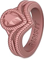 Vista 15 de Rinfit - Anillos de silicona para mujer - Anillo de compromiso en forma de pera de silicona - Alianzas de boda de goma para mujer - Diseño patentado