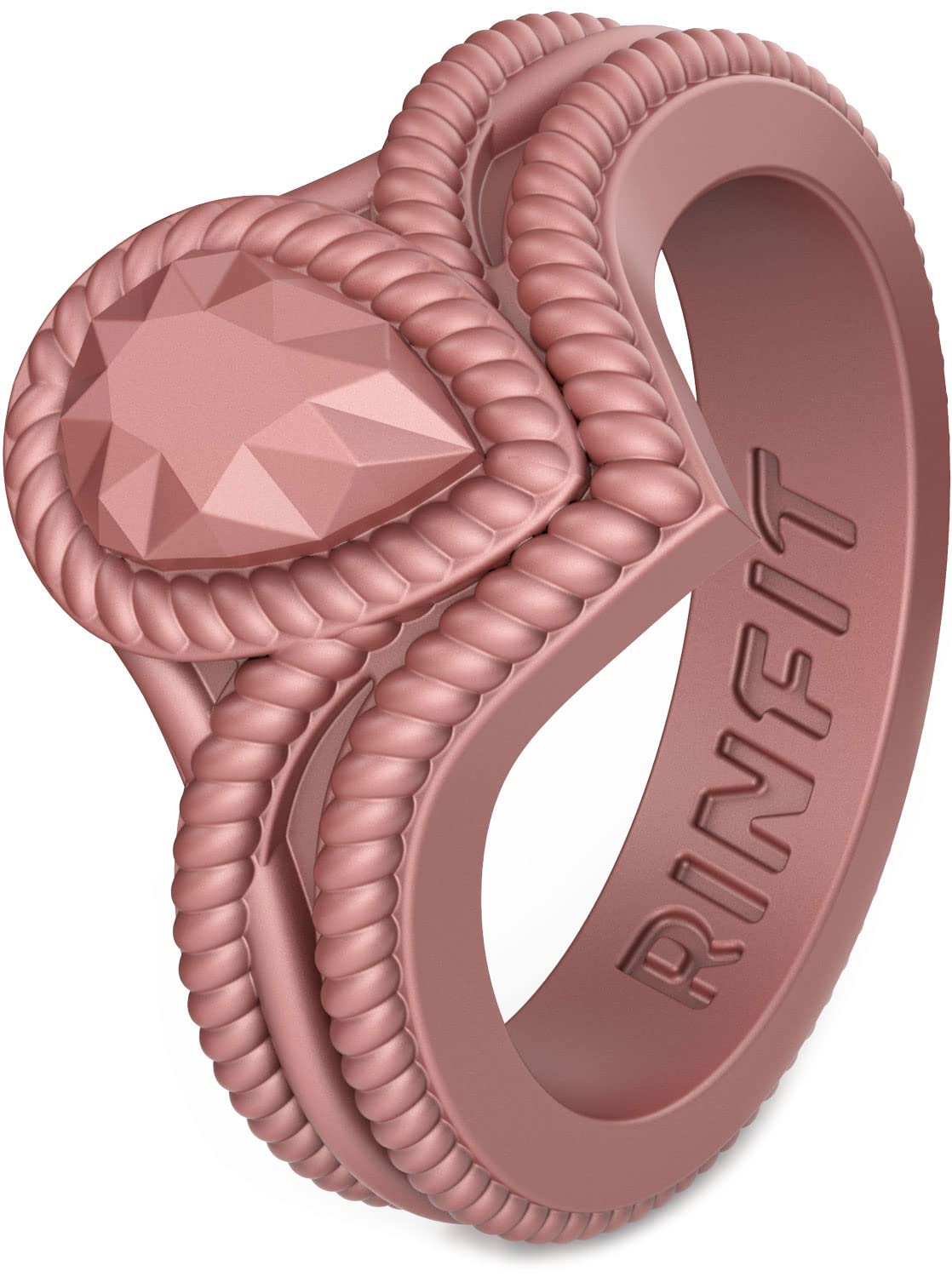 Rinfit Silicone Rings for Women - Pear Engagement Silicone Ring - Womens Rubber Wedding Bands - Patented Design