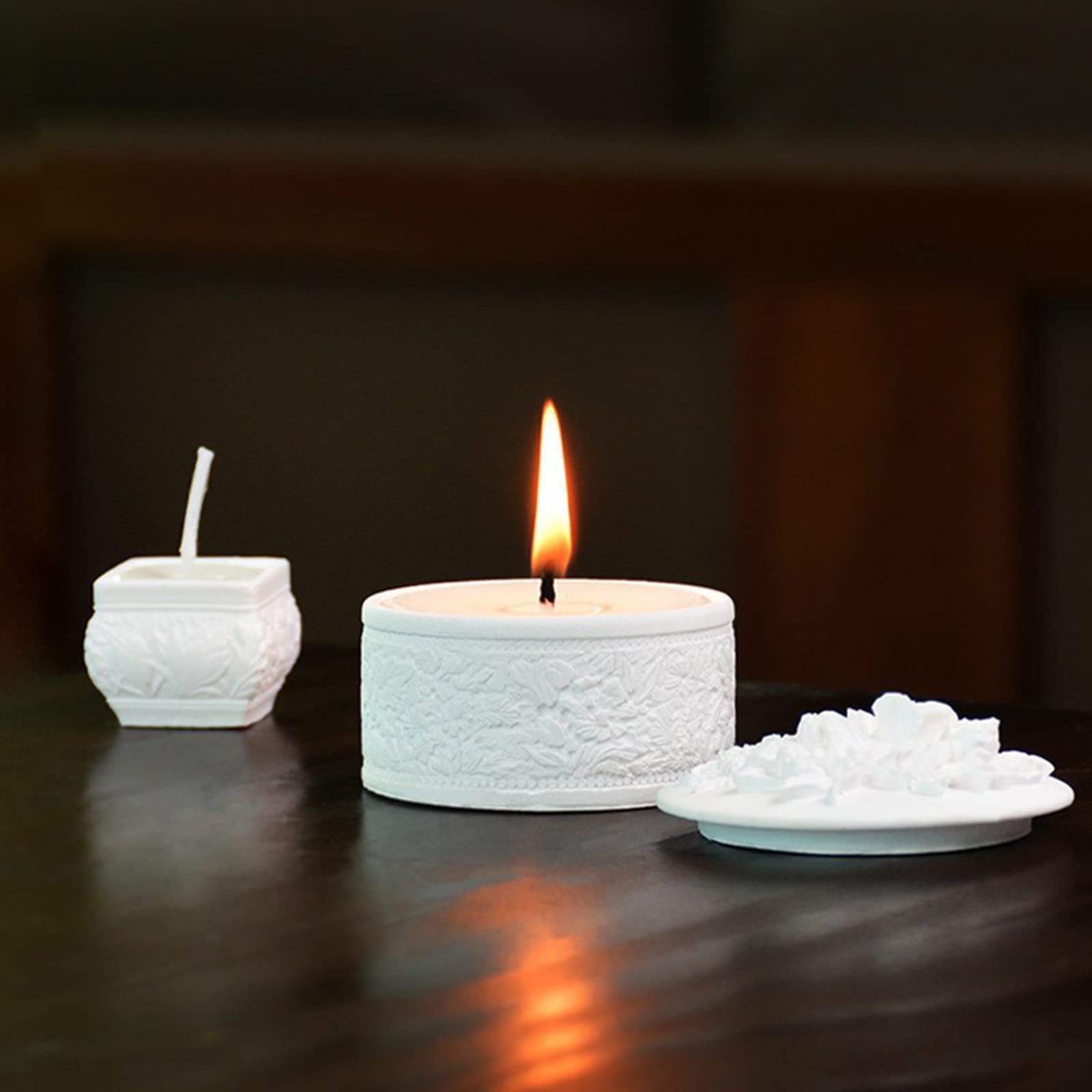 Molde Flexible de silicona para velas, recipiente para almacenamiento de joyas hecho a mano, molde para hacer cajas redondas de fácil deso, para flores y rosas