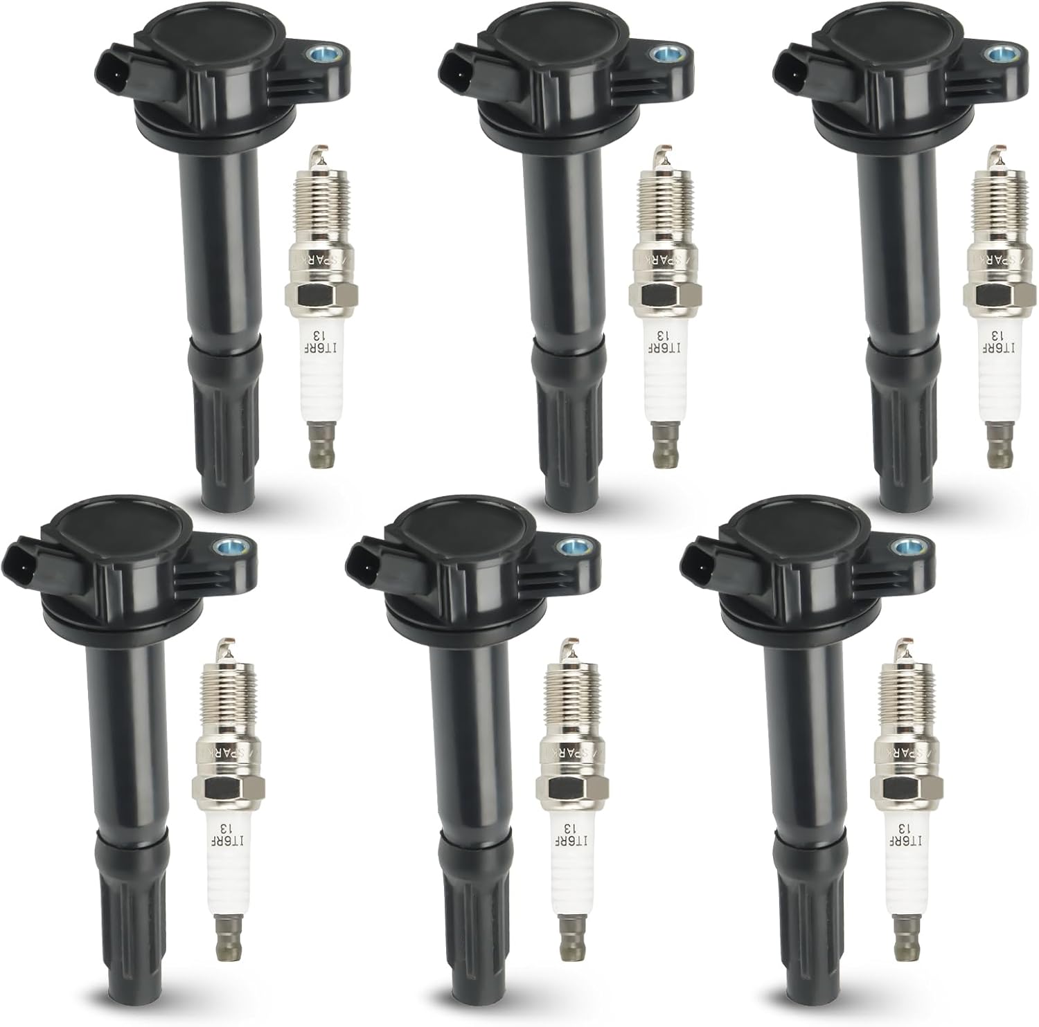 6PCS Ignition Coil Pack with 6PCS Iridium Spark Plug Compatible with 2006-2009 Ford Fusion Mercury Milan 2006 Lincoln Zephyr 2009 Mazda Tribute 3.0L V6, Replacement for UF486 C1594, IC566