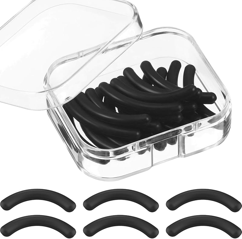 24Pcs Eyelash Curler Refill Pads | Eyelash curler replacement refill pads, fits most lash curlers, silicone rubber grip, storage box included, reusable, black
