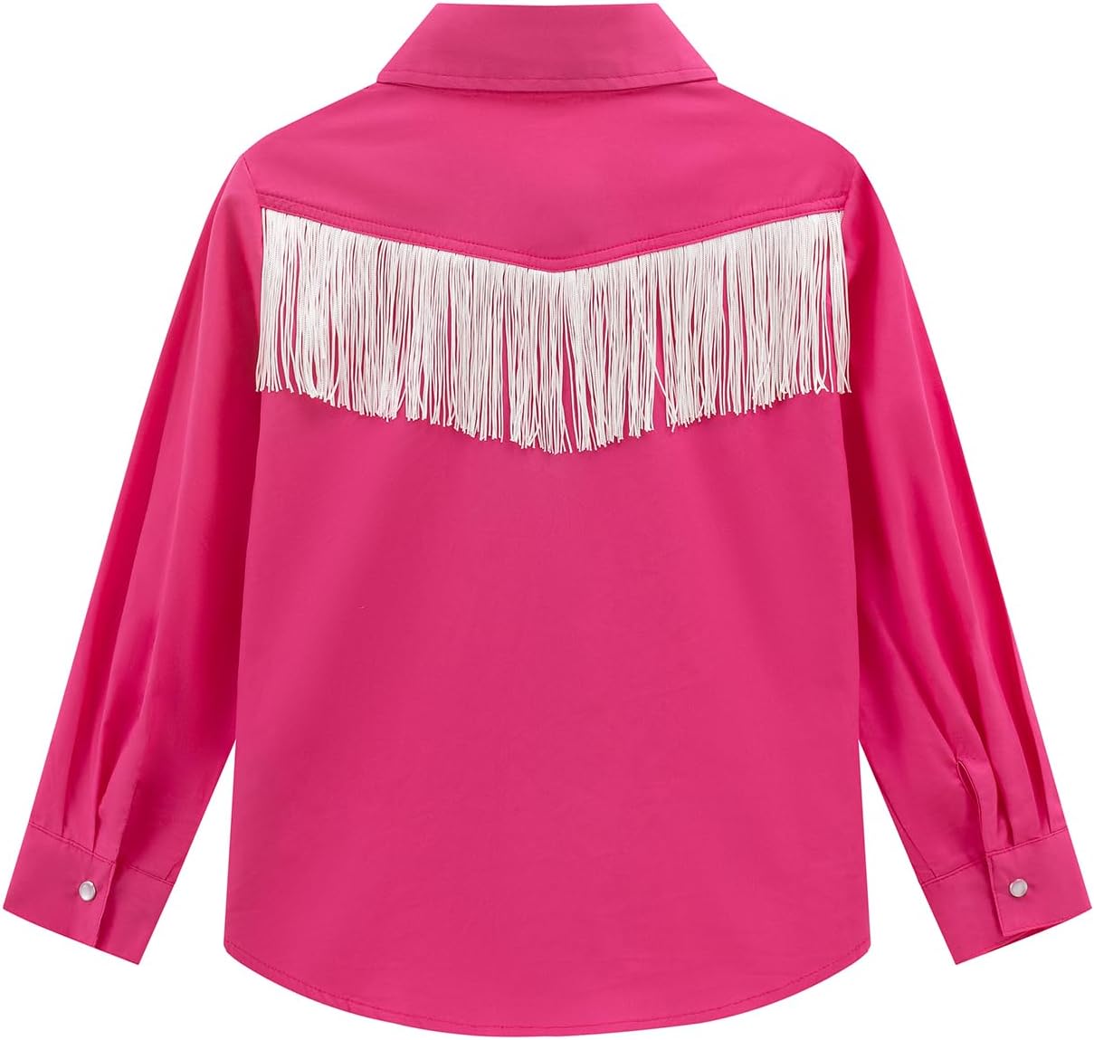 Noomelfish Girls Fringe Snap Button Down Western Shirt Cowgirl Long Sleeve Blouse Tops (5-12 Years) - Image 4