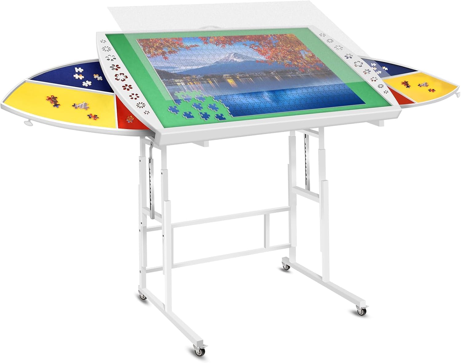 Xubialo Jigsaw Puzzle Table with 6 Drawers,Metal Tilting Puzzle Board with Table Legs 4 Wheels and 4 Tilt Angle /10 Height Adjustment, 1500 Pieces Puzzles Plateau with Cover for Adult Puzzle Lover — image 1