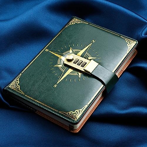 Carnet de notes A5 en cuir vintage avec cadenas à code robuste - 6