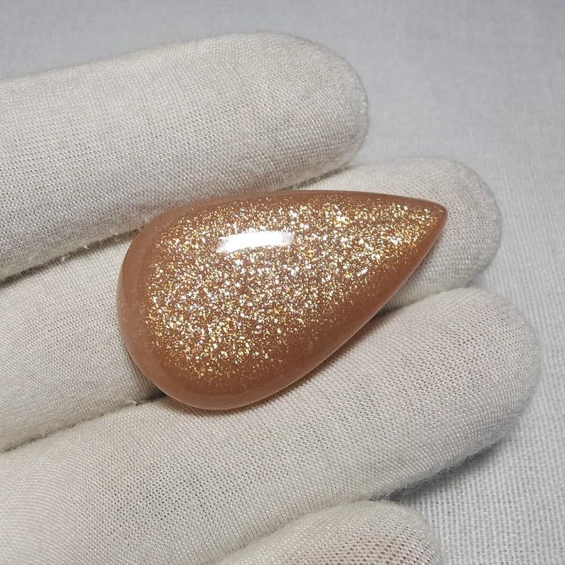 Pierre monstone naturelle forme poire cabochon 39x23x8mm fabrication collier bague - 3