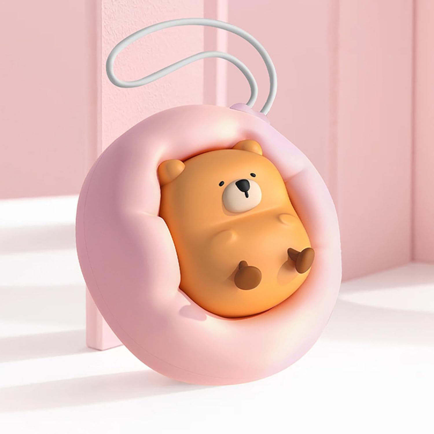 Hand Warmers - 2 Portable Winter, Handwarmer Rechargeable for Outdoor Sports | Temperature Settings Cartoons, Office Heater Bear Shape, ABS Electronics Components 8.4x8.4x5.4cm Beige Orange Pink - Image 4