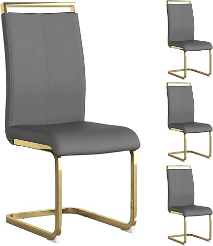 Miniatura 74 de Sillas de Comedor Modernas - Juego de 4 sillas para mesa de comedor, sillas de comedor blancas, patas cromadas plateadas para comedor, sillas de