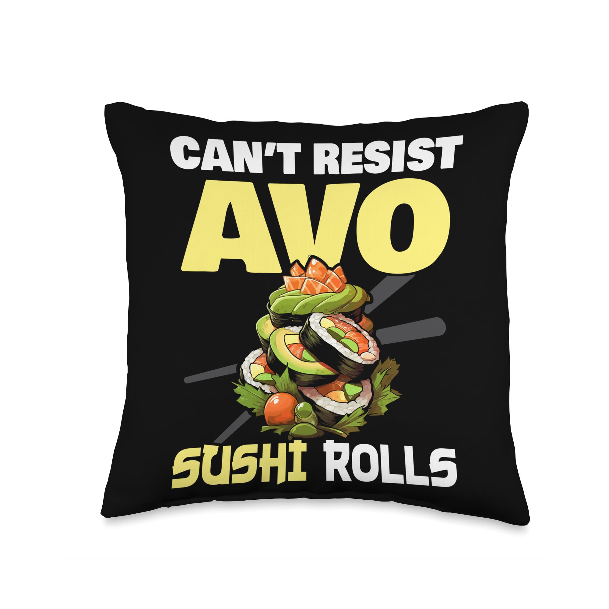 Avocado Sushi Lover Guac Guacamole SteMi Apparel Sushi Roll Nigiri Avocado Fruit Guac Guacamole Throw Pillow, 16x16, Multicolor