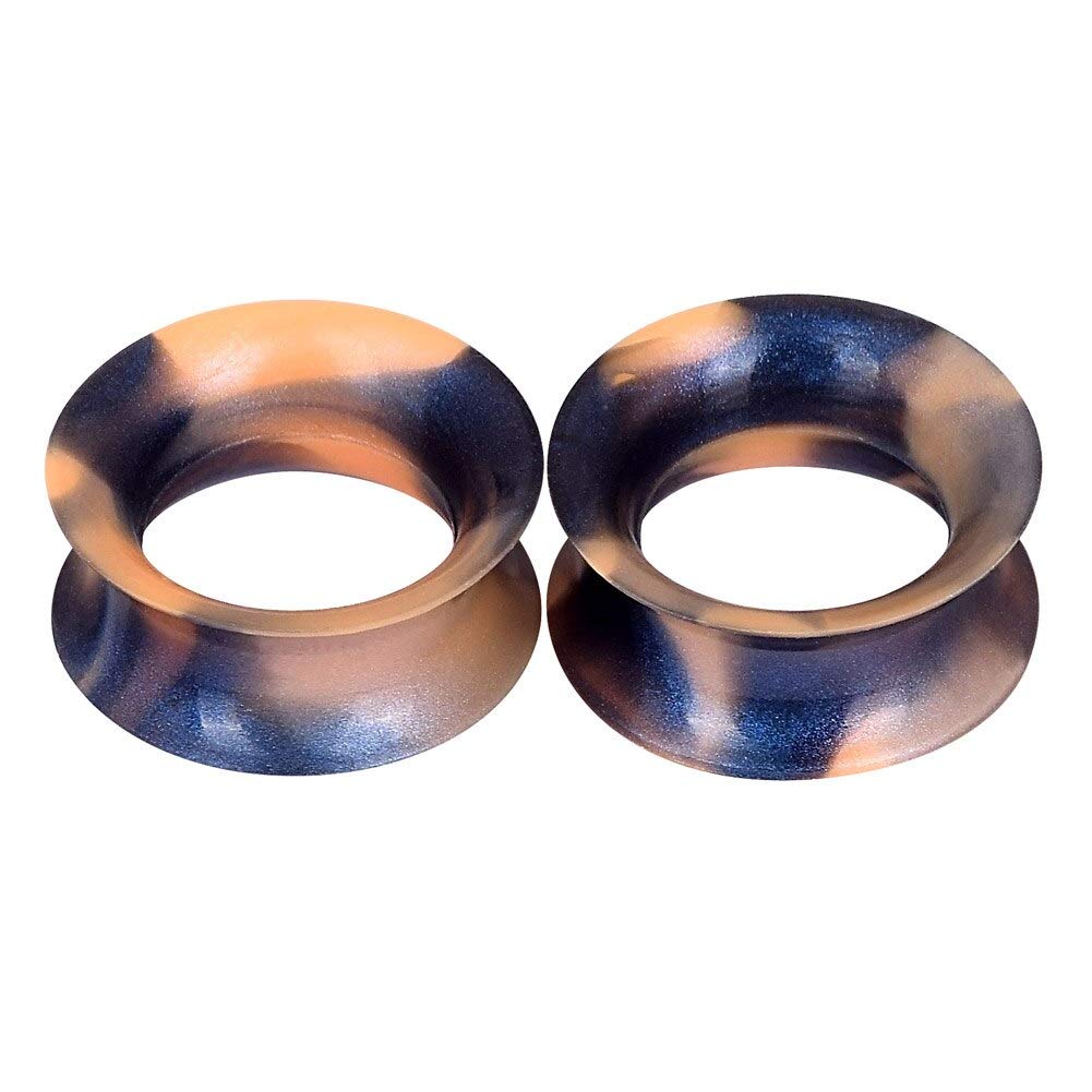 1 Pair Colorful Soft Silicone Flexible Ear Skin Tunnels Plugs Expanders Gauges Hollow Body Piercing 2G-3/4