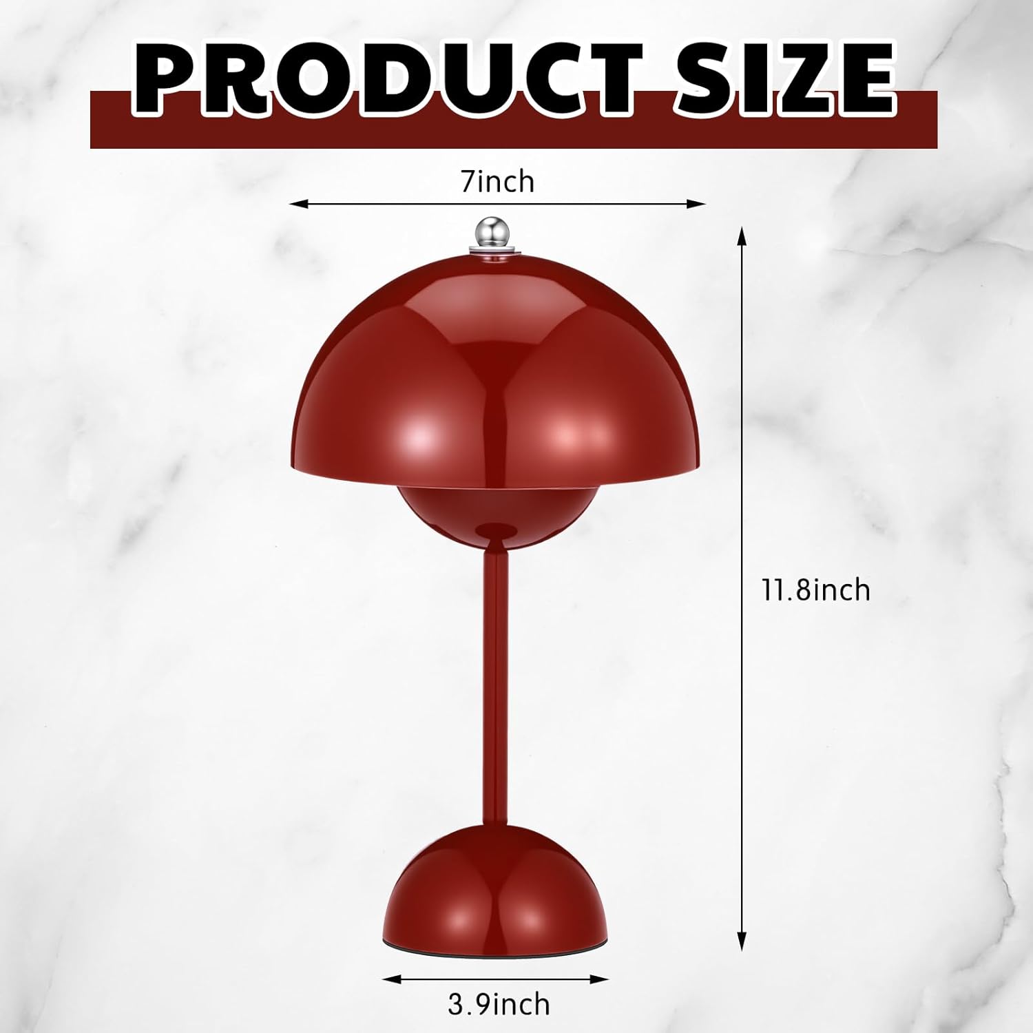 2 Pack Red Lamps Modern Small Table Lamp for Bedroom 12" Cute Dome Shade Reflecting Light Reading Lamps for Living Room, Kid's Room, Study, Office, Bedside Nightstand Desk Lamp for Home Decor