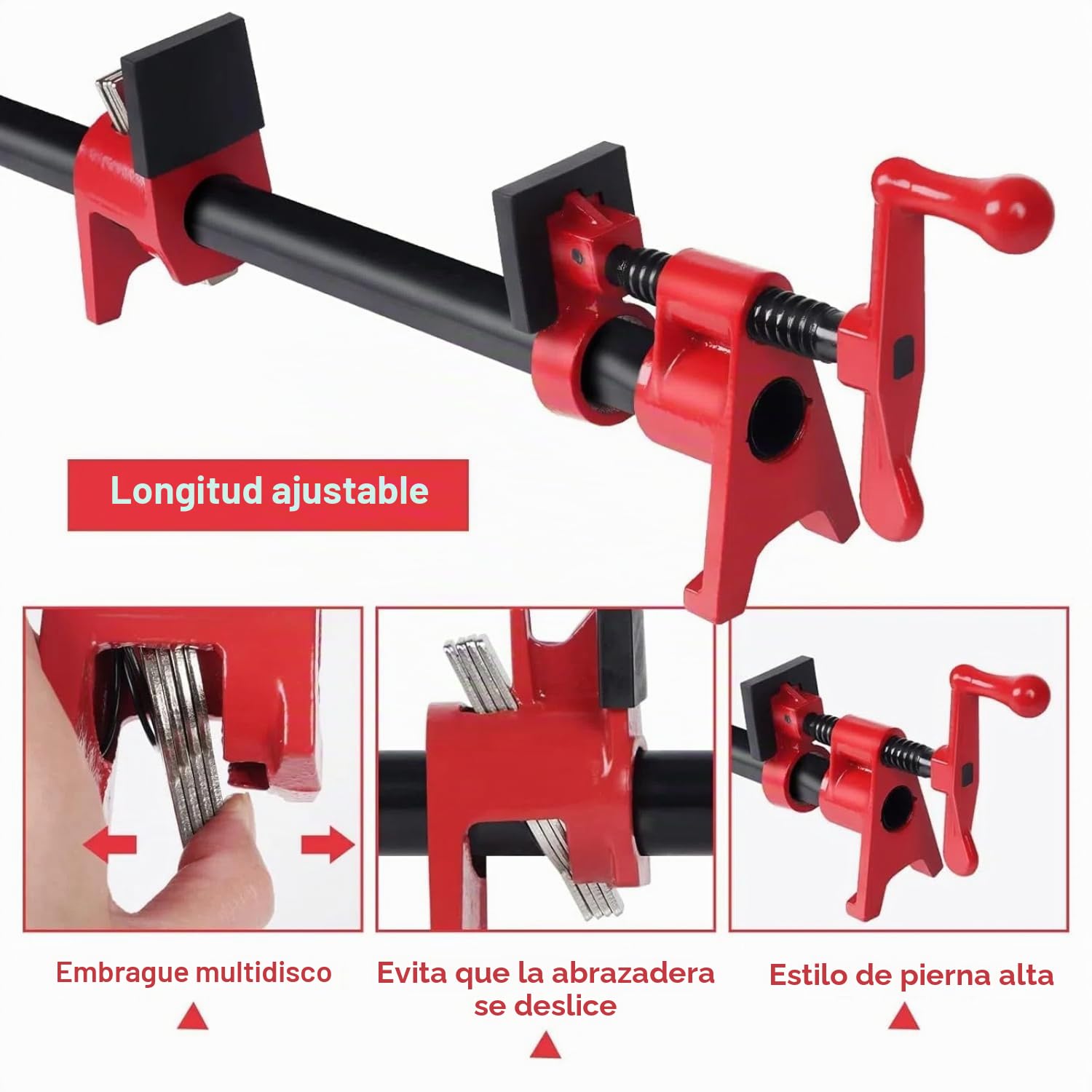 4 Piezas Abrazadera de Tubo para Carpintería 3/4 '' Juego de Abrazaderas de Metal de Madera Liberación Rápida Juego de Abrazaderas para Tuberías