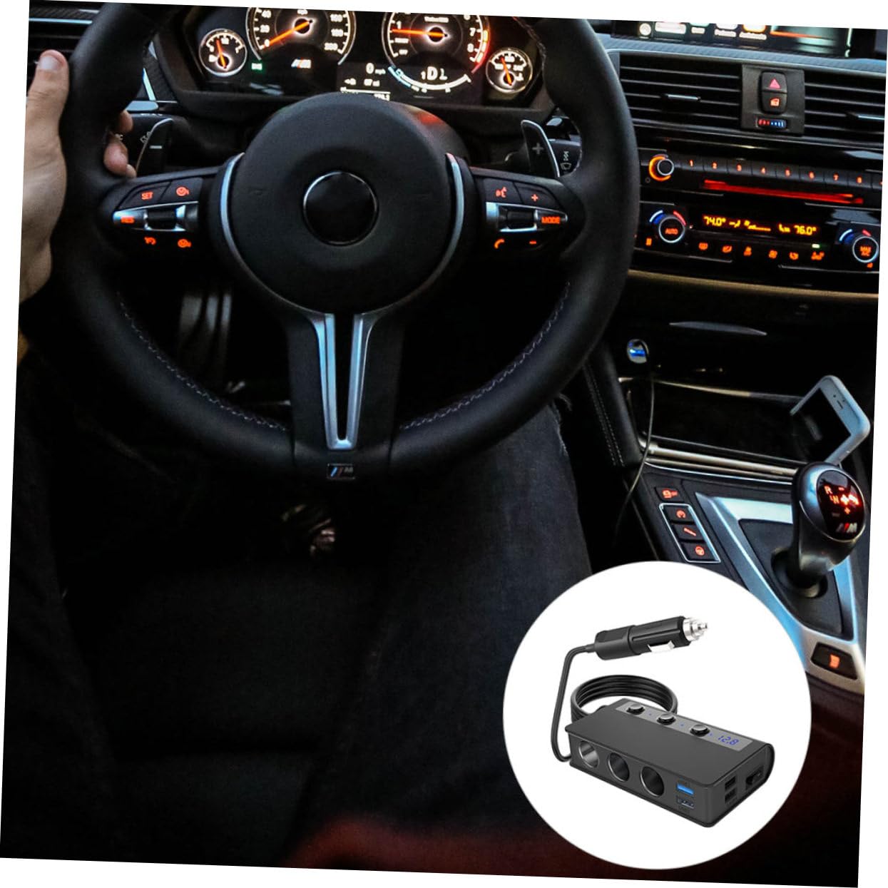 SHINEOFI Adattatore Multi Socket per Auto Porte USB e Uscite Accendisigari Caricatore con Interruttore per Smartphone Tablet e Accessori Elettronici Viaggio
