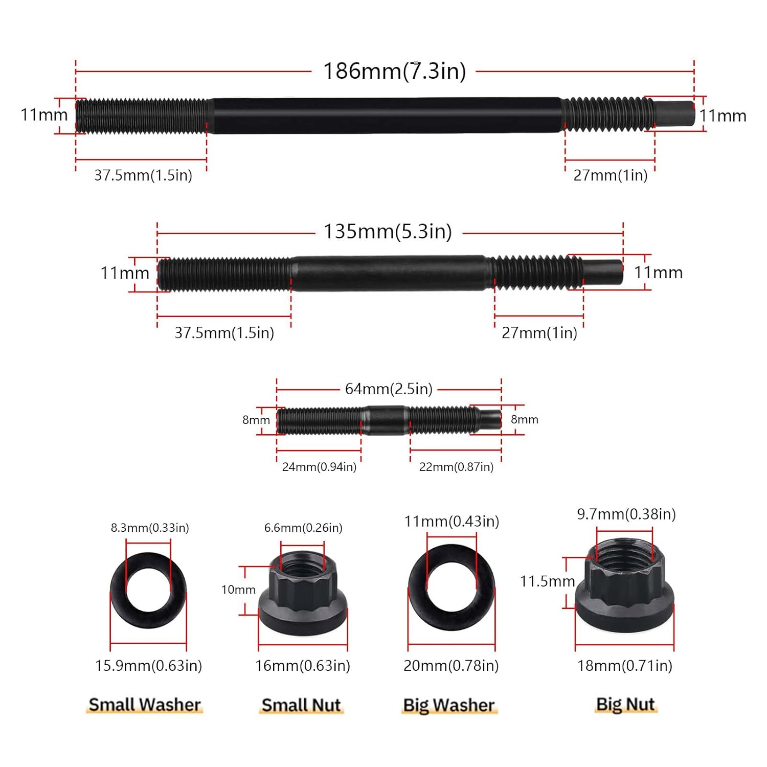 MR HELLO LS Head Studs Kit for 4.8L 5.3L 5.7L 6.0L LS1 LS6 LQ9 Engine, Head Bolts Compatible with 97-03 Chevy Silverado GMC Sierra