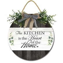 Bidesign Farmhouse Kitchen Wall Decor - Rustic Wooden Round Sign for Home Decor