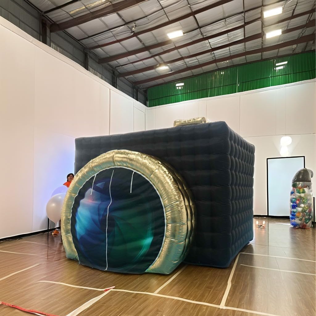 Inflatable Photo Booth Enclosure Camera Photo Booth with LED Light is Suitable for Outdoor Events, Birthday Parties, Photo Booth Backdrop for Wedding, Event, Show(Logo not Include)