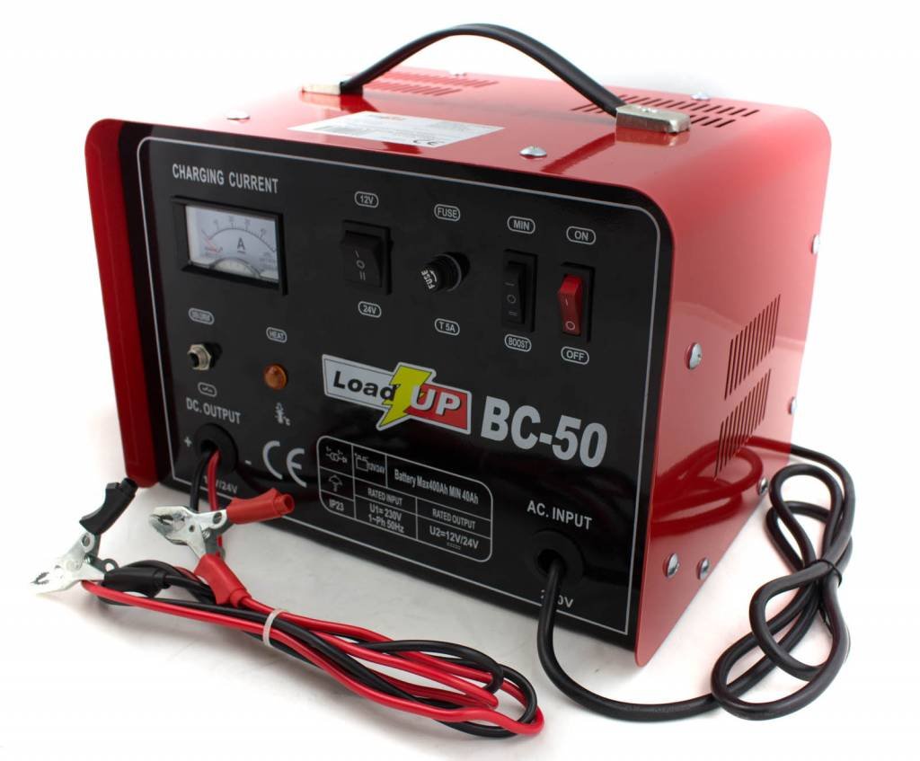 Airpress Cargador de Baterías BC 50 | 40A | 12V / 24V | Para baterías 40–400 Ah | Cargador eléctrico profesional 230V