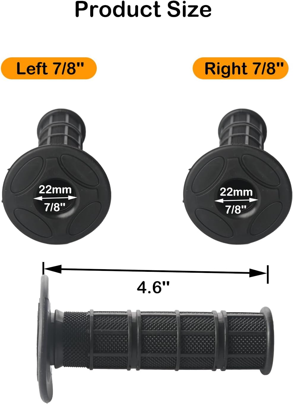 7/8" ATV Handlebar Grips Soft Rubber Hand Grips Compatible with Polaris Sportsman Recon Forman 450 Arctic Cat 250 Thumb Throttle 4 Wheeler Quad Parts