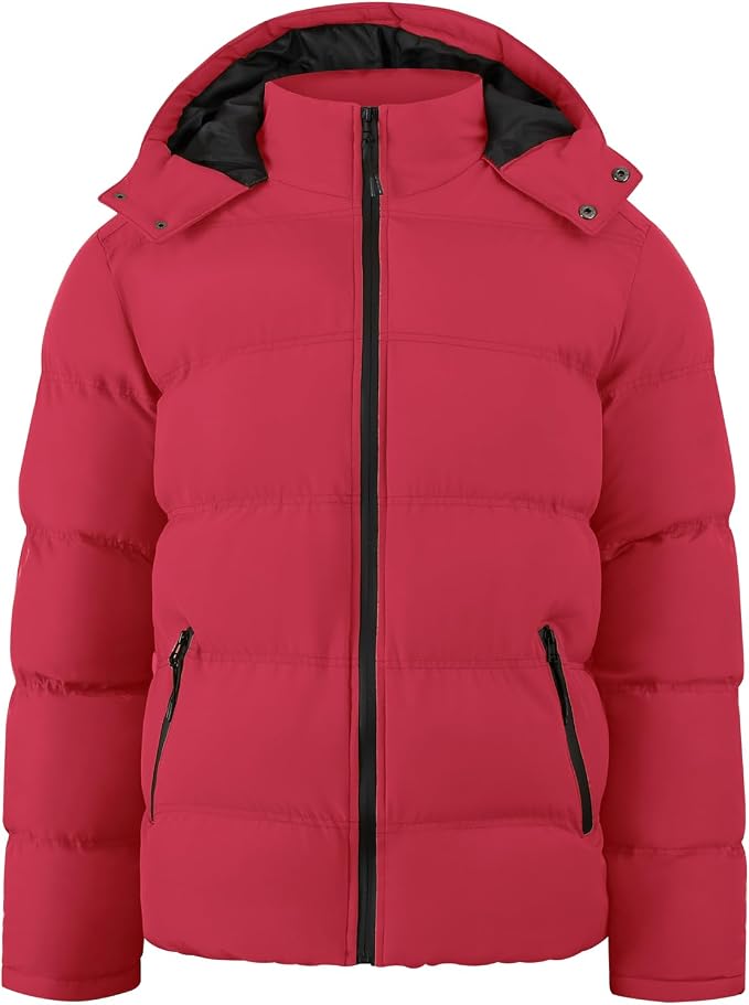 MADHERO Men’s Puffer Jacket – Water-Resistant, Insulated Down Alternative Coat With Hood For Winter Outdoor Activities