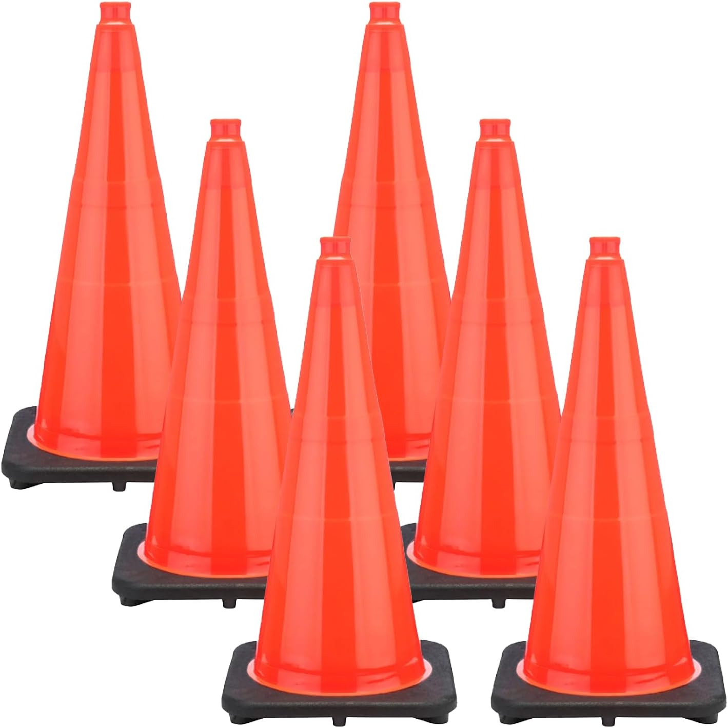 SmartSign Traffic Cone 28 inch - Fluorescent Orange Safety Cone with Reflective Strips and Heavy Bottom Black Base, Plastic Cone for Parking/Construction/Roads/Emergency Barrier, Pack of 1