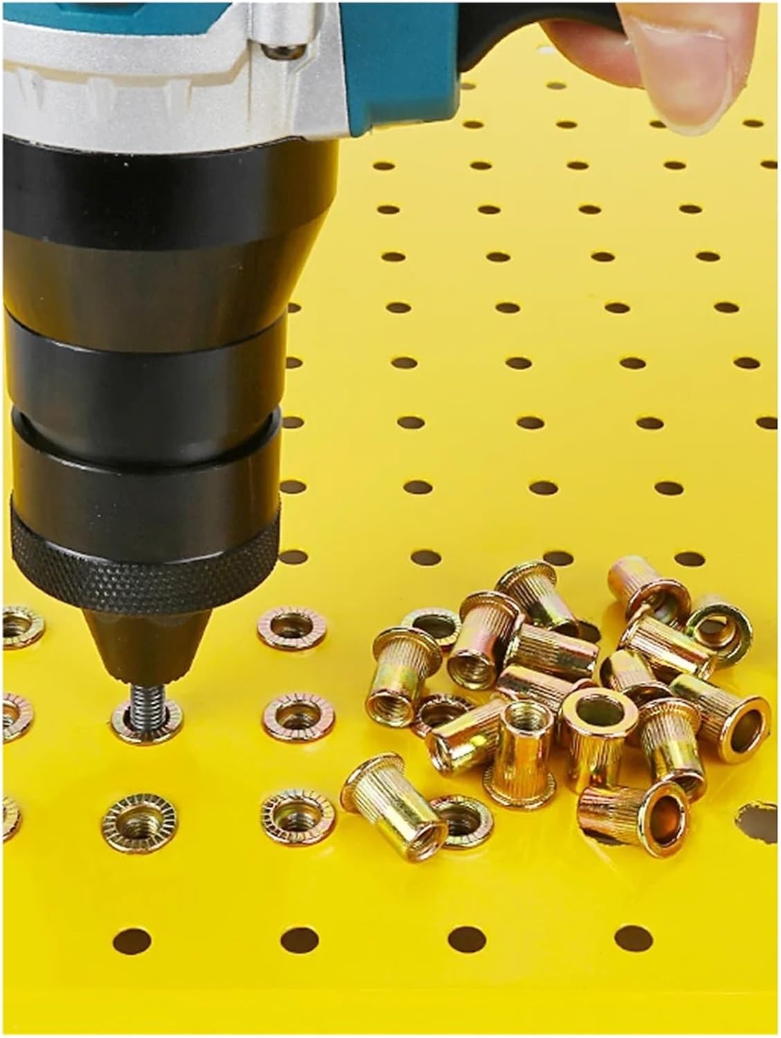Flat Head Threaded Insert Nut Rivet Inserts 304 Stainless Steel Carbon M3 to M12(Yellow,M10-5pcs)