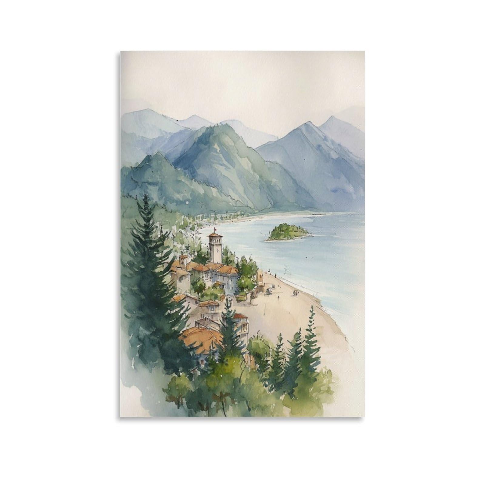 Tofino 20x30inch(50x75cm) Vintage Travel Poster Watercolor Canvas Art