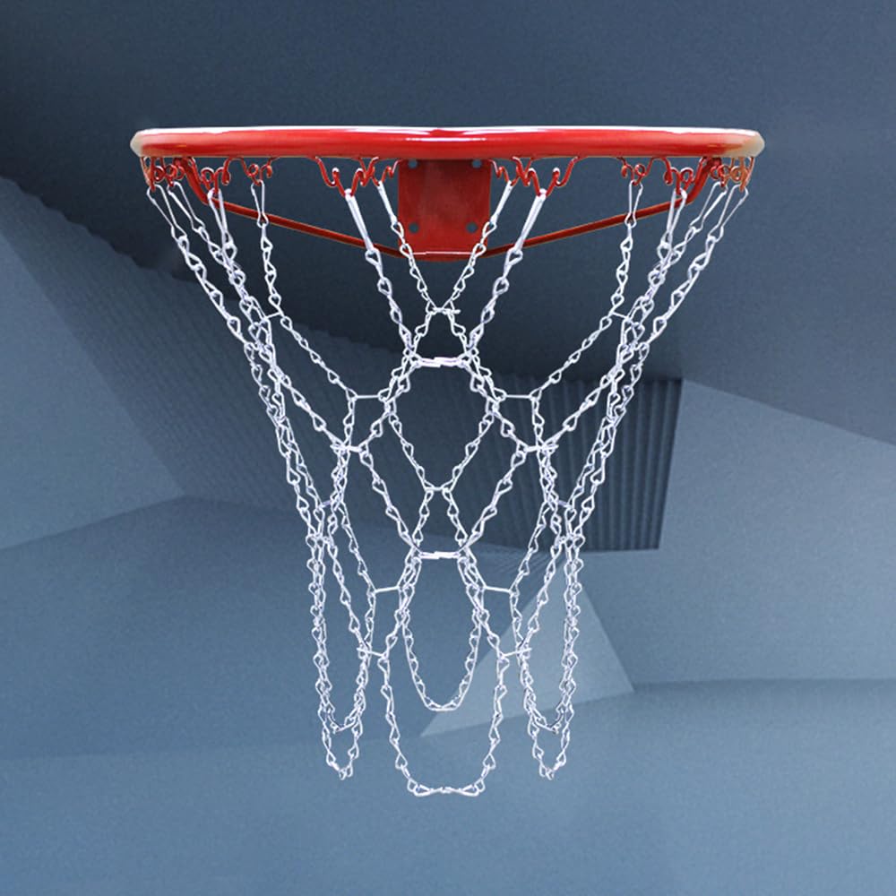 POFET Red de Cadena de Repuesto de Baloncesto de Alta Resistencia con Ganchos en S, Reemplazo de Red de Aro, Cadena de Red de Baloncesto, Gancho para el Cuello de Alta Resistencia, Equipo Deportivo