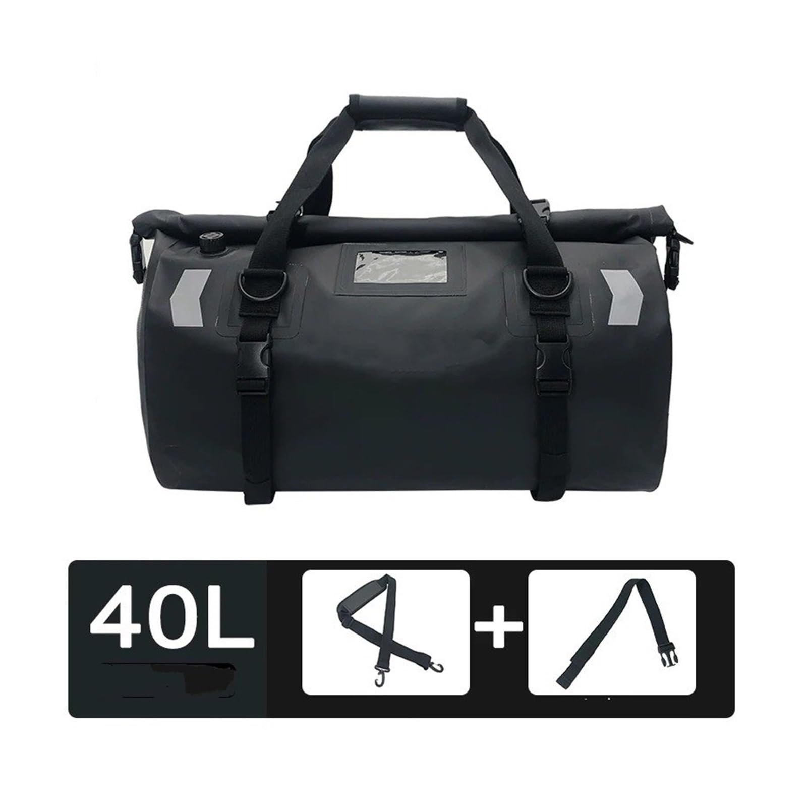 Borsa Viaggio Per Bagagli Impermeabile Moto Nero Carbonio Zaino 40 / 66L Borse Da Sella Per Moto(40L-Black)