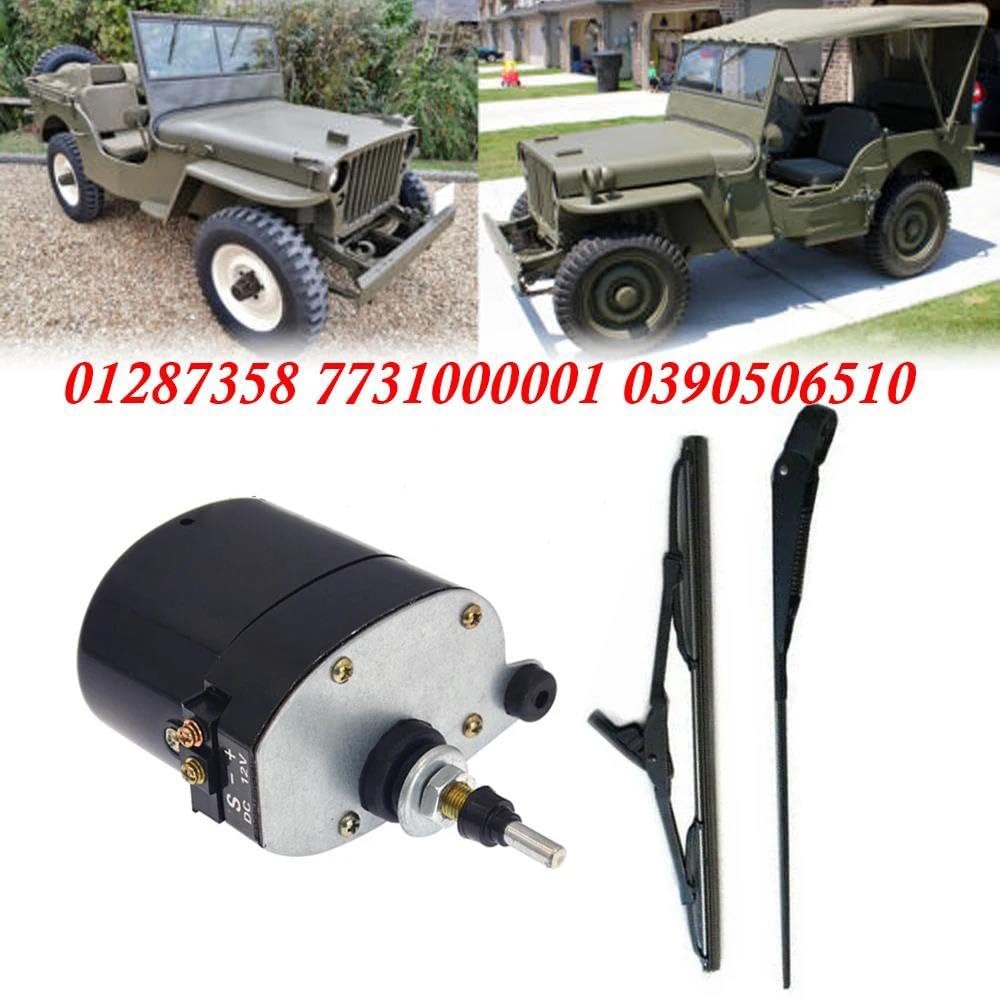 Moteur D’Essuie Glace Moteur Ou Bras D'essuie-Glace Universel 12 V pour Willis pour Jeep pour Tracteur avec Lame 01287358 7731000001 0390506510 Pare-Brise Moteur Essuie-Glace(1Set Wiper and Motor)