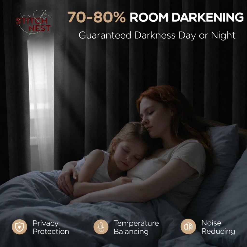 STITCHNEST Floréa Curtains - Room Darkening & Privacy -6