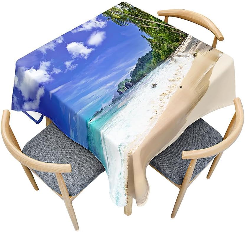 Tizhweqo Mantel Mesa Rectangular Paisaje Marino Tropical, Manteles Antimanchas Hawai, 3D Impresión Mantel Impermeable Lavable para Cocina Salón Comedor, 140x200 cm ZB566