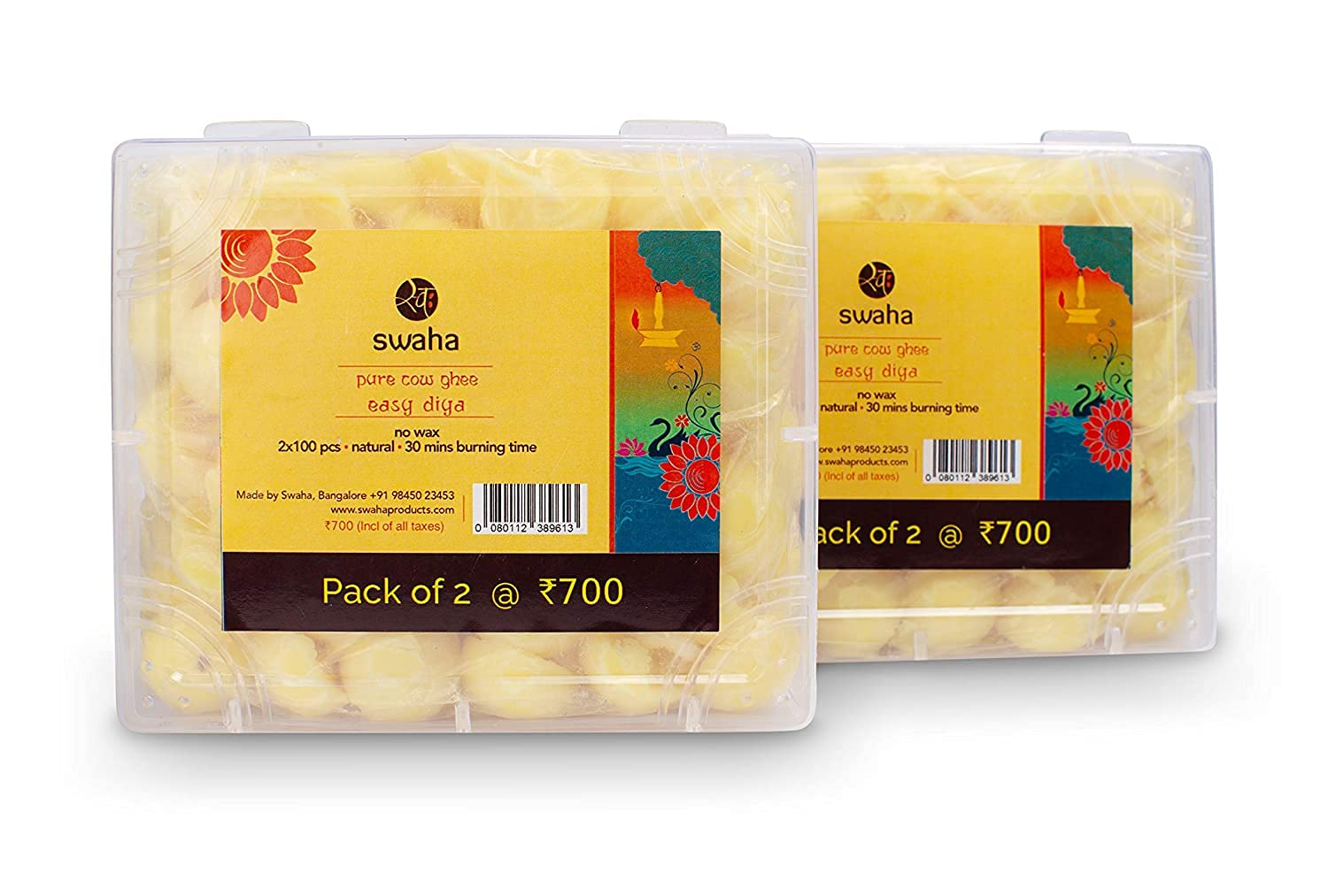 Ghee Diya bougies jaunes pour ambiance zen et feng shui