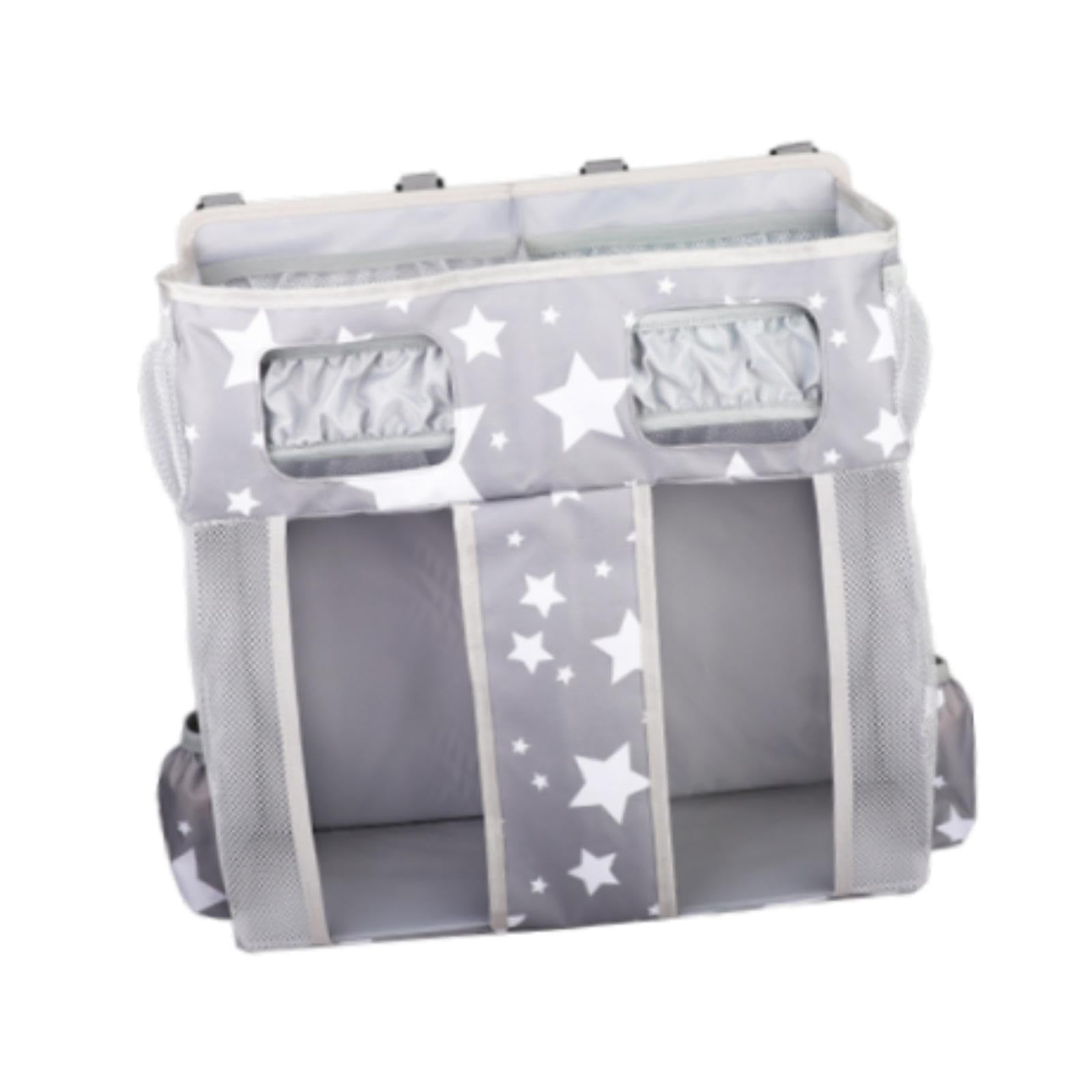 Bolsa de Almacenamiento para Guardería con Organizador de Pañales Y Porta Pañuelos, Estrellas Blancas Grises, tal como se describe