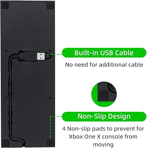 Miniatura 7 de Mcbazel Soporte de refrigeración vertical para Xbox One X, soporte de ventilador de refrigeración con 3 puertos USB y barra de luz compatible solo