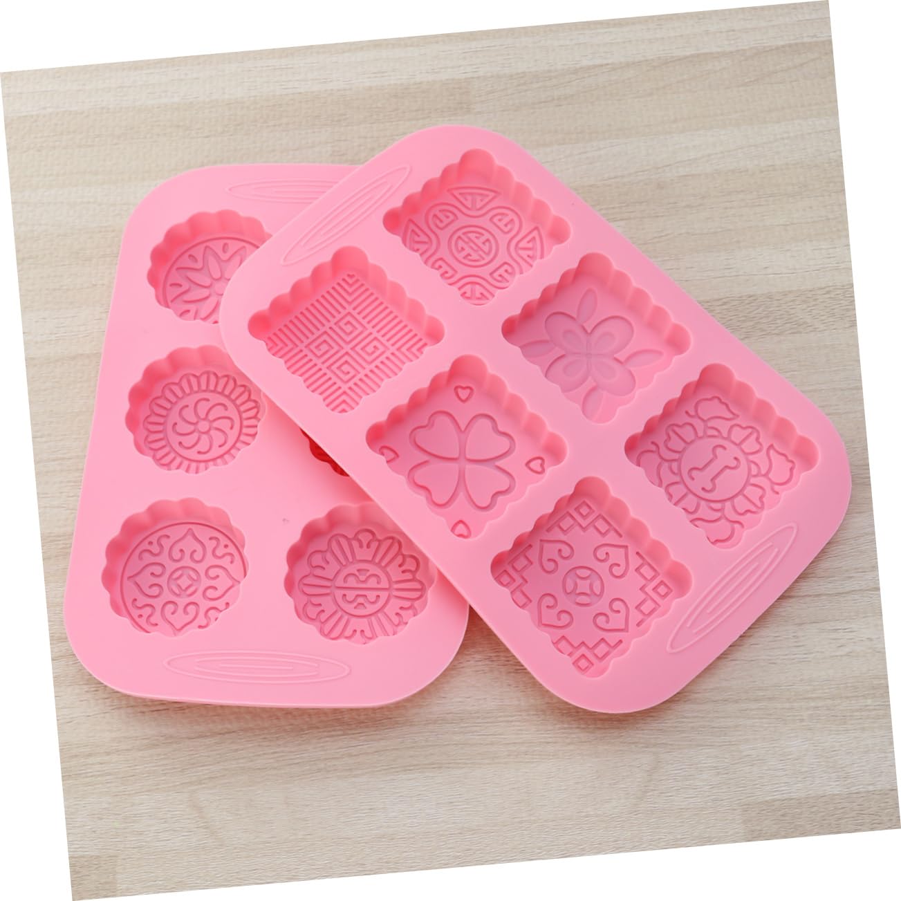 Mikinona 4 Piezas cortador de galletas galleta circular molde para galletas moldes para galletas cortadores de galletas circulares kitchen gadgets panelas cozinha molde de silicona rosa