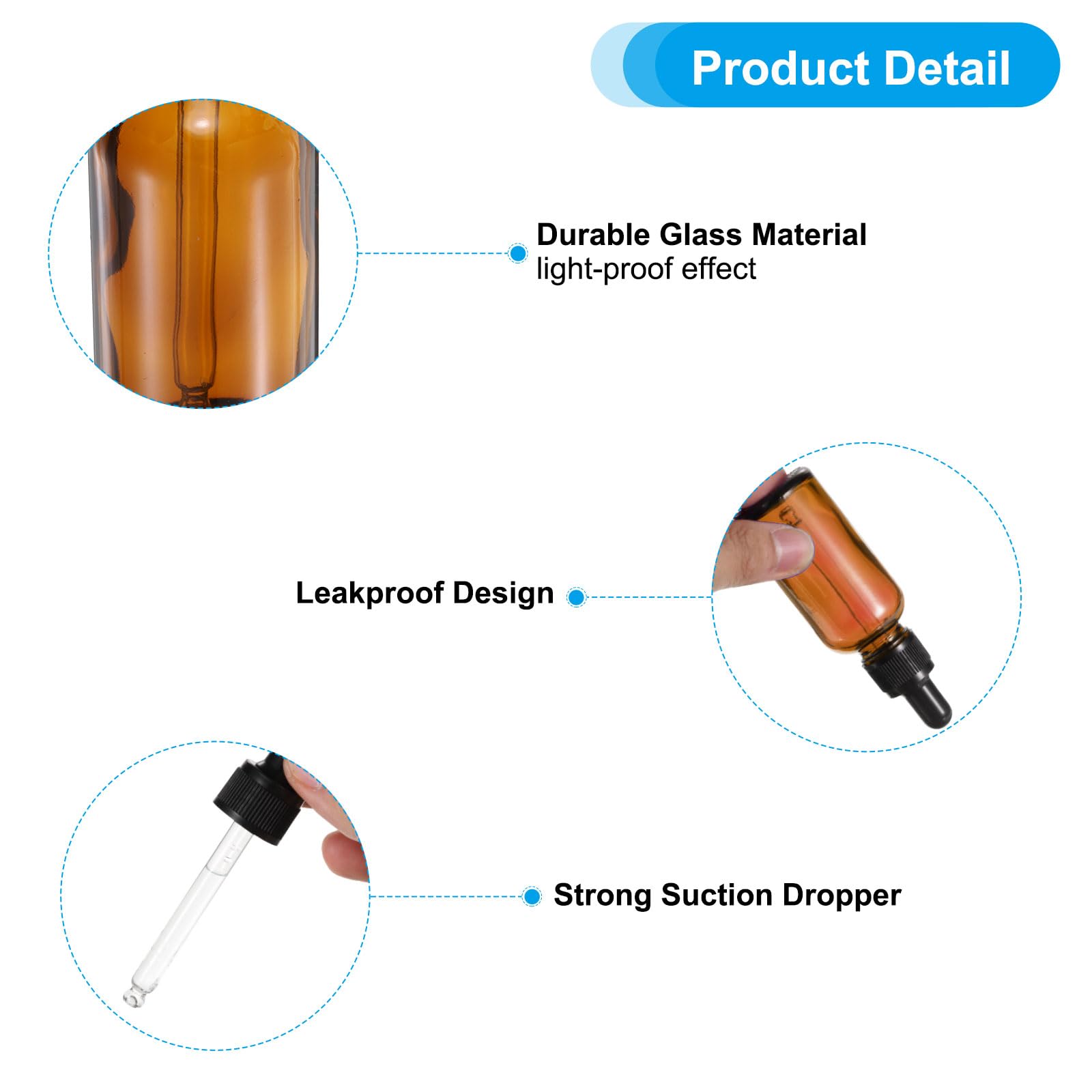 PATIKIL 30ml Glas-Tropfflasche 100Stk Dichte Ätherische Öle testen Flüssig Parfüm Behälter Mit Pipette Etikett Trichter Für Aufbewahrung Zuhause Reisen Amber