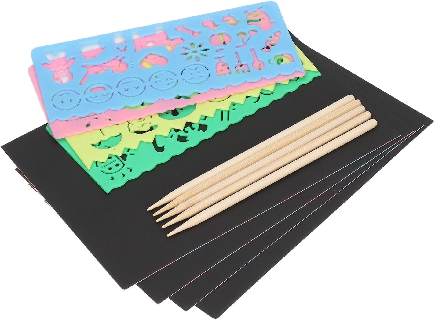 GLOGLOW Scratch Rainbow Art Paper Set, 50PCS Scratch Off Art Craft Supplies Kits for Kids Girls Boys DIY Toy Gift Birthday Party Favors Handmade Materials image 5