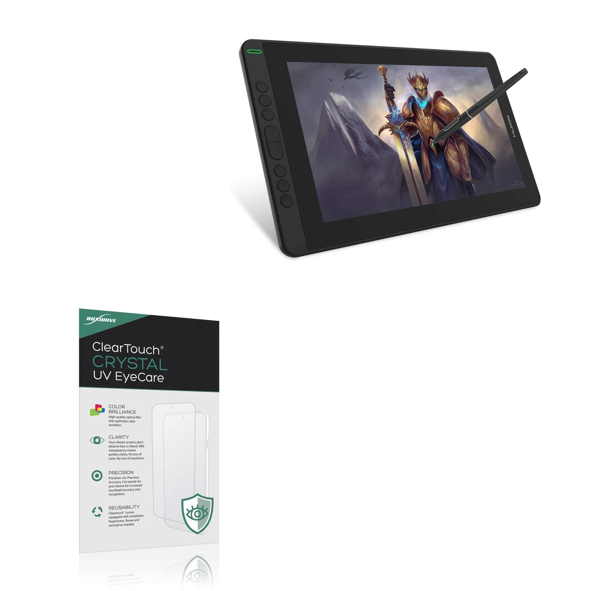 BoxWave Screen Protector Compatible With Huion Kamvas 13 - ClearTouch Crystal Anti-UV EyeCare (2-Pack), Filters out Harmful Blue Light Reduce Fatigue