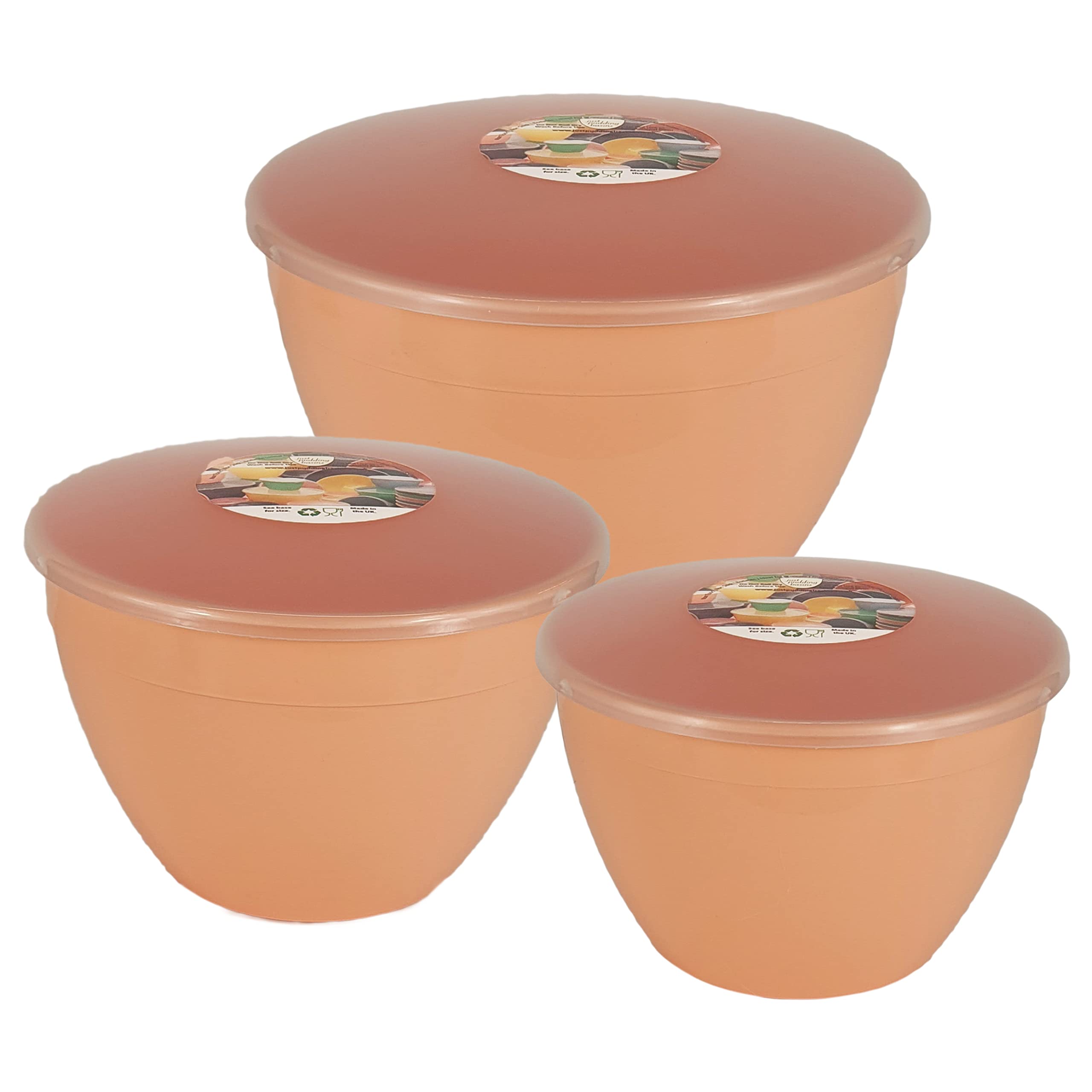 Just Pudding Basins 3 Popular Larger Sizes Of Pudding Bowls And Matching Lids In 1 Set PeachLarge Trio3Pk from B&Q