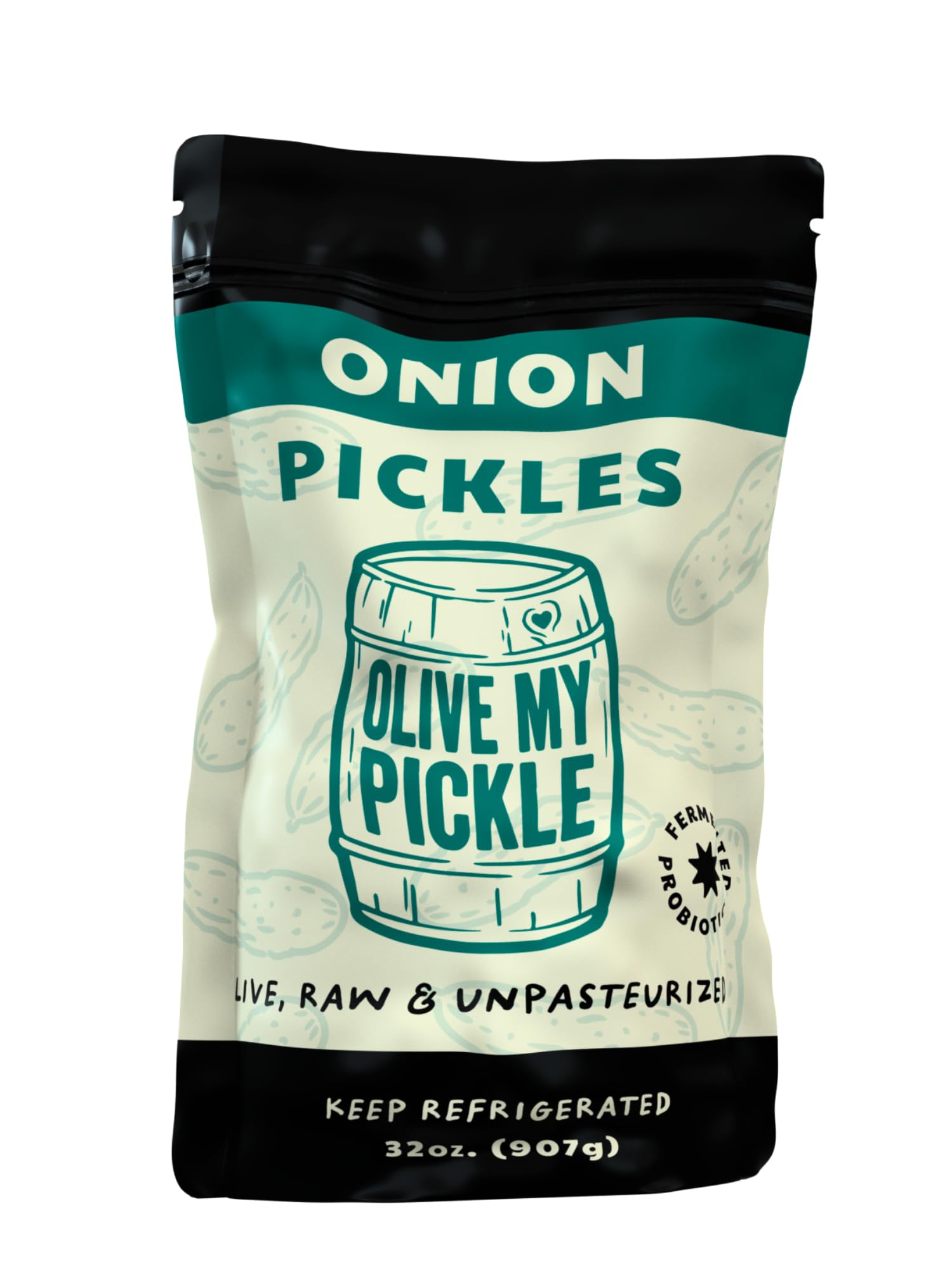 Olive My Pickle Fermented Onion Pickles - 32 Ounces | 1-Pack Bundle of Probiotic Onion Pickles and Brine with Digestive Enzymes for Gut Health - 32 oz