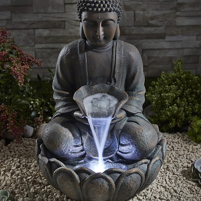 Image of Swarnhouse Decorative Water Fountain with LED Light, 2 Feet, Indoor Tabletop Waterfall for Home Office Garden (Article 9)