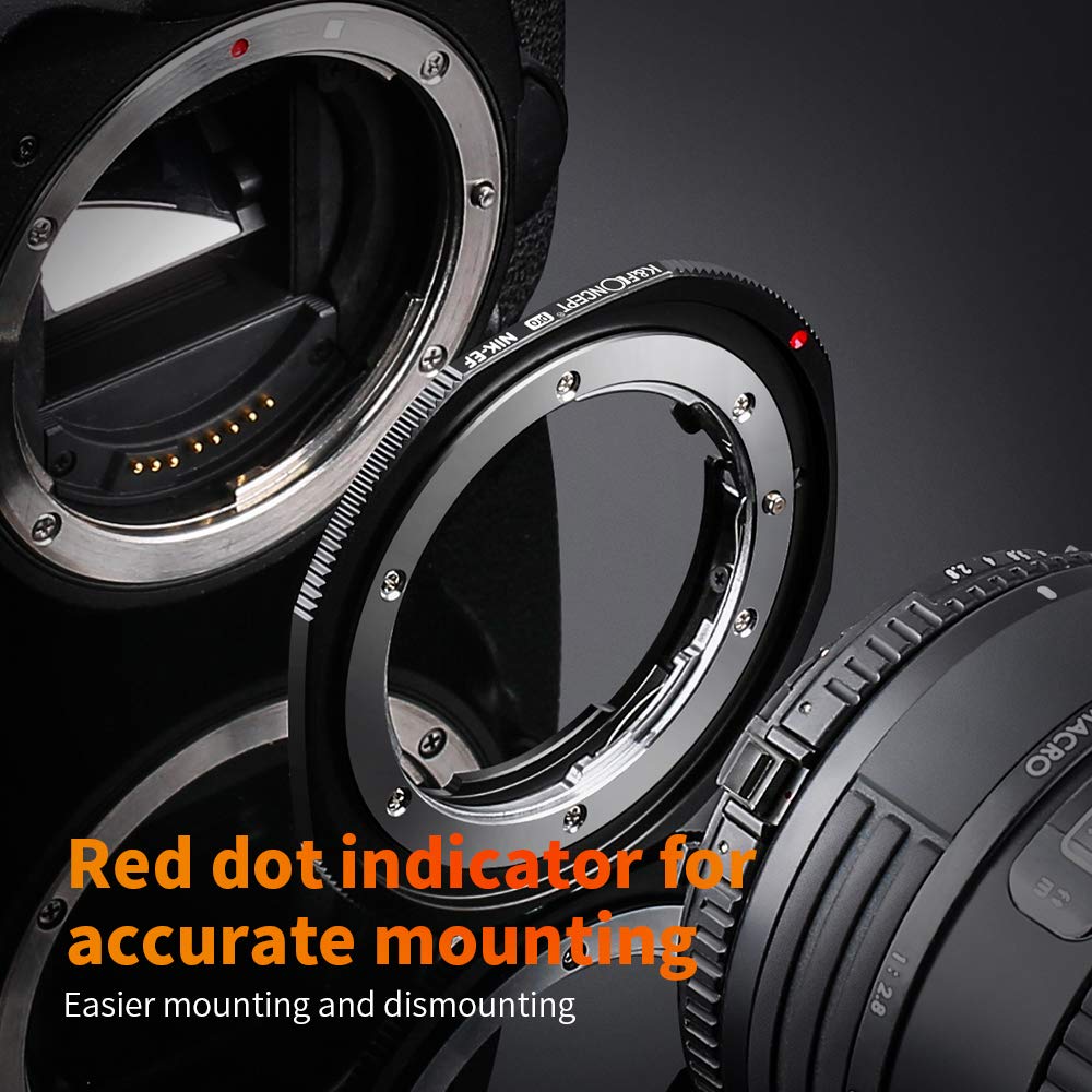 K&F CONCEPT M11135 NIK-EOS Hochpräziser Adapterring Objektivadapter Objektiv Adapter Canon EOS, Adapter Ring für Nikon AI Objektiv auf Canon EOS Kamera