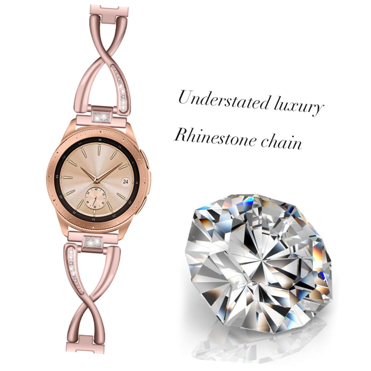 Housoutil Lot De 3 Bracelets De Rechange Pour Montre Connectée En Métal Strass 20 Mm Or Rose Confortables Et Élégants