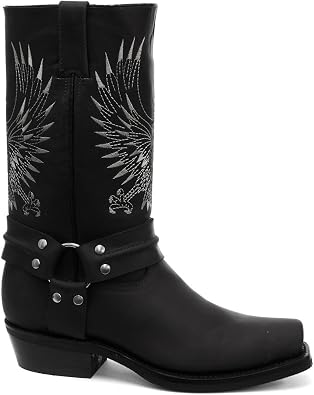 Grinders Bald Eagle Black Mens Cowboy Boots