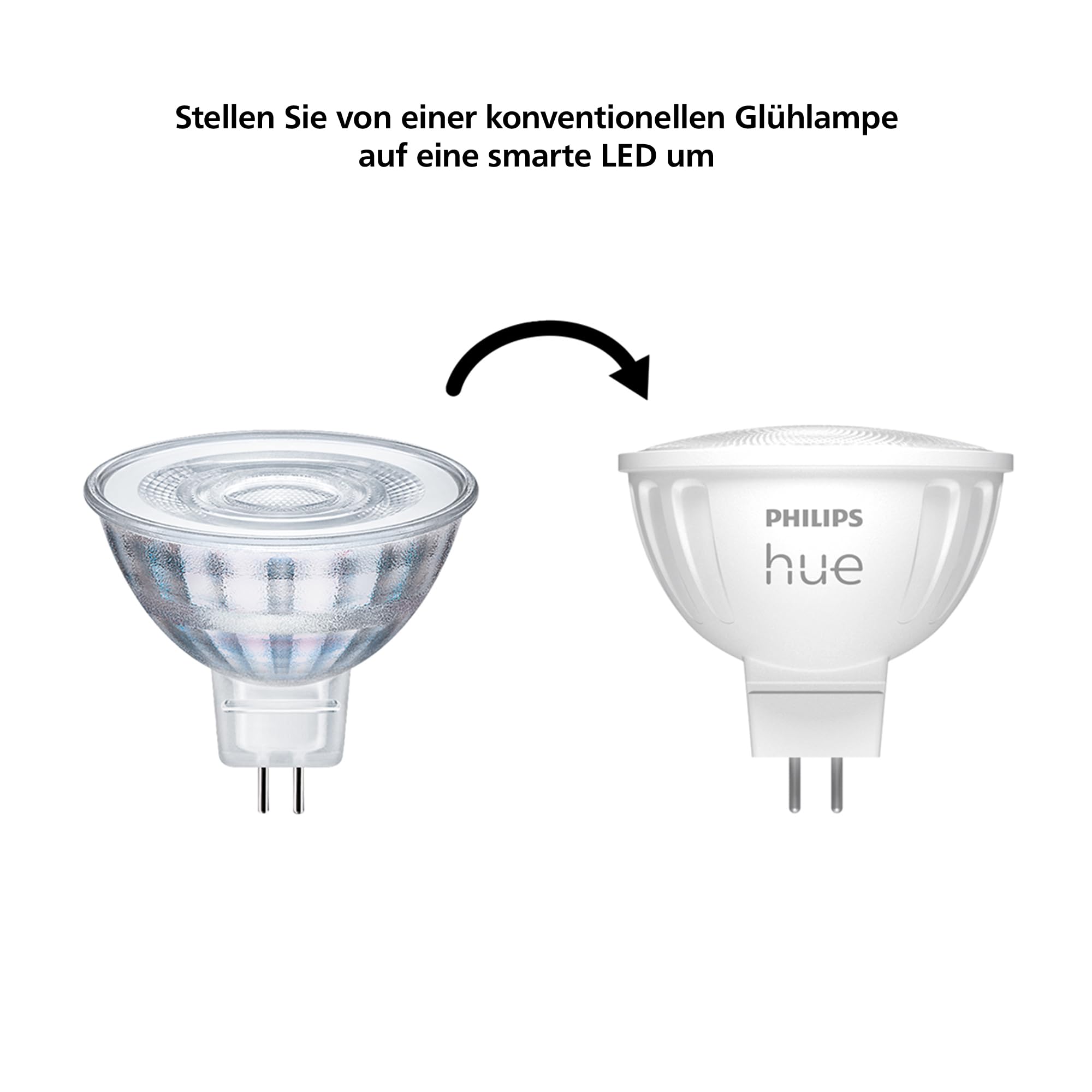 Philips Hue White Ambiance MR16 LED Lampe 2er Pack, dimmbare LED Lampen für das Hue Lichtsystem mit allen Weißtönen, smarte Lichtsteuerung über Sprache und App