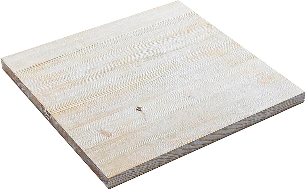 domli Solid Pine Wood Tabletop 800mm x 800mm x 32mm Modern White Brushed Textured Wooden