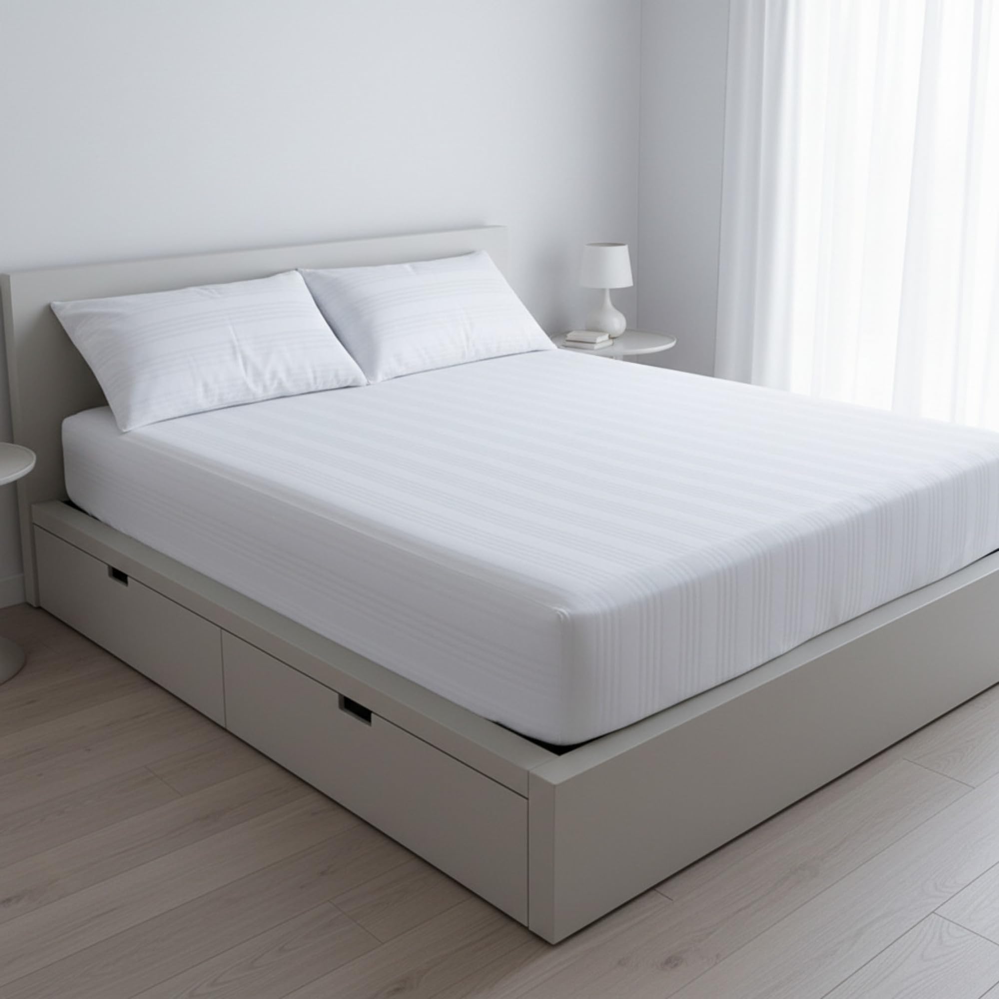 L'Emporio Casa Coprimaterasso in Cotone 100%, Bianco, Anallergico, con Angoli Elasticizzati, Traspirante - Disponibile in Varie Misure (Matrimoniale 175x200+25)